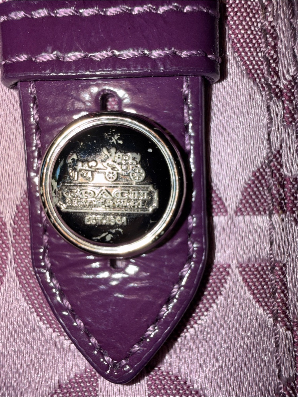 Coach 1941 Purple Signature Bifold Wallet with Patent Trim - Picture 11 of 12